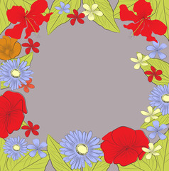 Decorative background with a lot of flowers