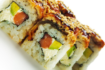 Salmon and Smoked Eel Maki Sushi