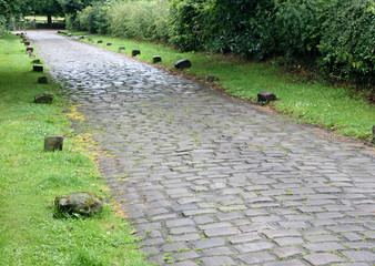 A Traditional Rural Country Stone Cobbled Lane.