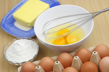 Eggs, flour and butter