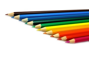 Colour pencils isolated on white background