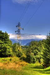 landscape in mountain with powerline