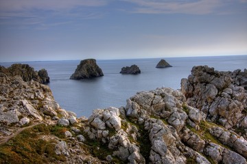 rocks near coastline in brittany