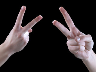 gestures, two, victory