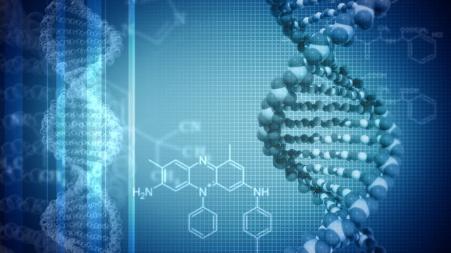 Blue background with rotating DNA