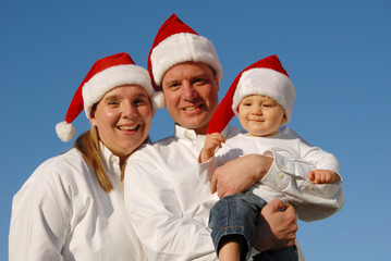 Weihnachten - Familie mit Zipfelmütze -