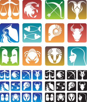 Zodiac sign silhouettes