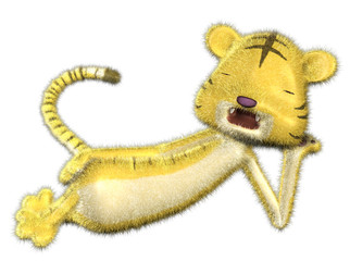 Cute Tiger Character lies down and Asleep