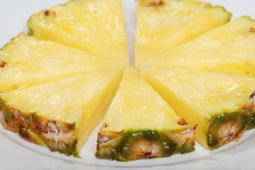 closeup sliced pineapple shallow DOF
