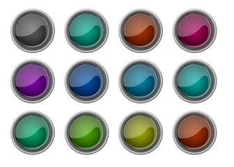 Collection of twelve glossy buttons