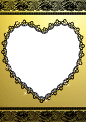 ハートのレースのメッセージカード