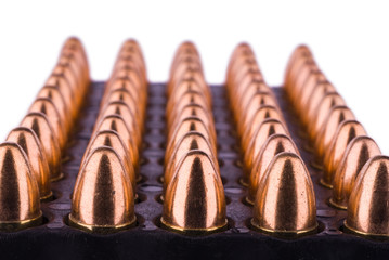 Tray with 9 mm cartridges
