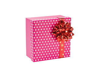 pink gift with red ribbon
