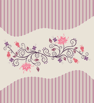 Pink Vector Flowers And Stripes