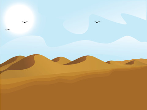 landscape view of desert, sand dunes