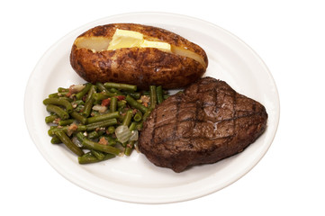 Steak, Baked Potato, and Green Beans - 18572247