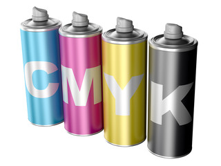 Spray cans with CMYK color