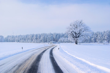 Fototapeta na wymiar Straße im Winter - road in winter 03