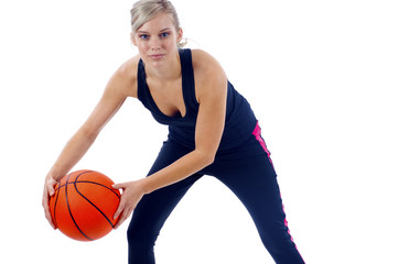 Naklejka premium Woman Playing Basketball