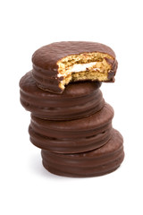 stack of chocolate cookies