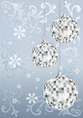 Silver new year's card. Vector illustration.