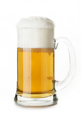 mug of beer close-up in white background