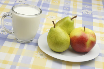 Apple,pear and milk