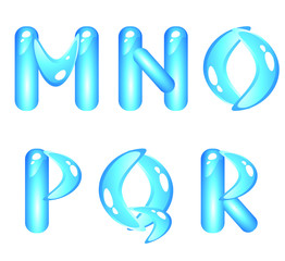 Blue aquatic shiny alphabet