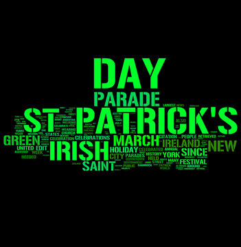 st patrick day word collage on black background