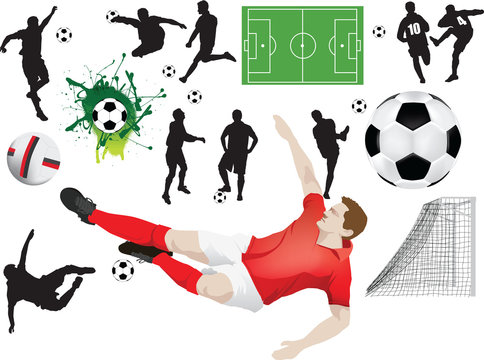 Set of soccer elements