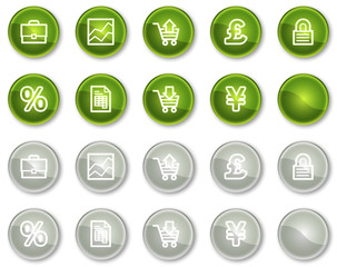 E-business web icons, green and grey circle buttons series