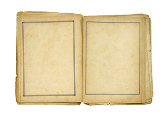 Open old blank book with clipping path