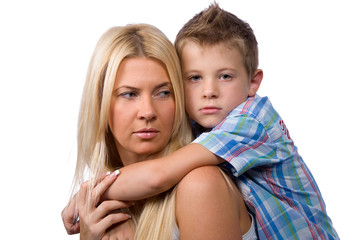 beautiful woman and a boy