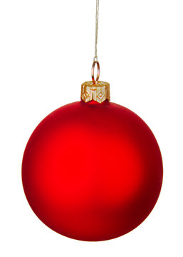Red Christmas ball isolated on white
