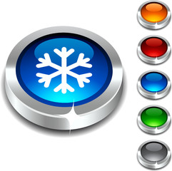 Snowflake 3d button set. Vector illustration