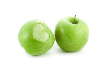 apples with heart isolated on white
