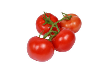 Bunch of four red ripe tomatoes