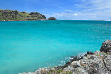 Baie du Cap, Mauritius, with the Macondé rock in the background