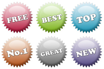 Set of 6 various sticker icons