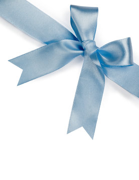 Beautiful blue bow on white background
