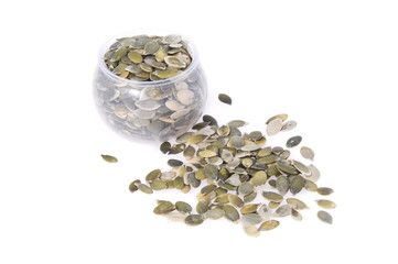 Pot with pumpkin seeds