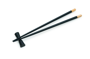 Black chopsticks isolated on the white