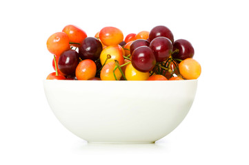 Cherries isolated on the white background