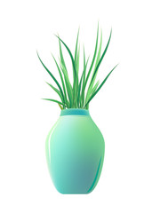 A plant in a green jar. Vector