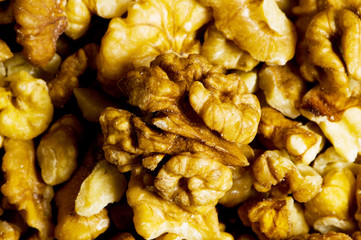 Background made of fresh walnut nuts