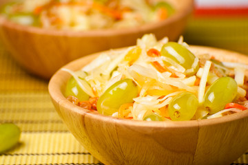 Salad from a sauerkraut with grapes
