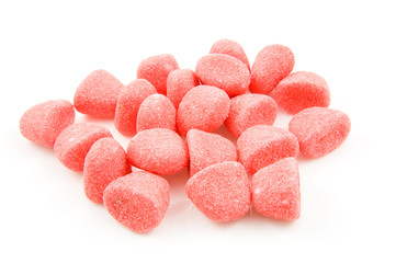 red sugar candy sweets over white background