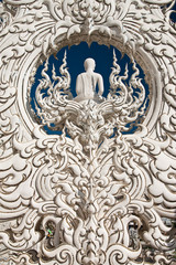Fototapeta na wymiar Decoration of famous white church, northern Thailand