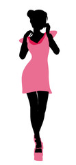 Fashionable Girl Illustration Silhouette