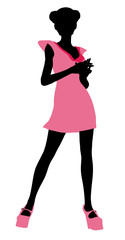 Fashionable Girl Illustration Silhouette
